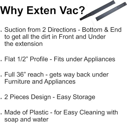 Gadjit Exten Vac Vacuum Extension Attachment, 36" reach, Black (Black)