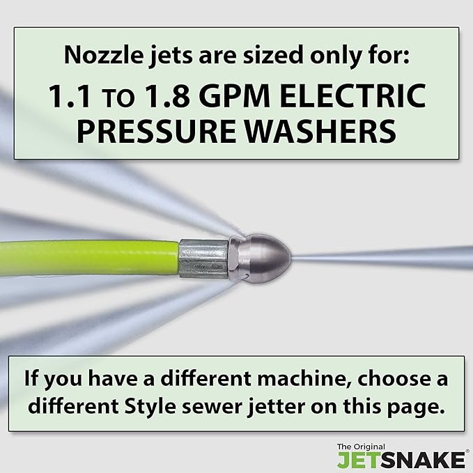 50 FT SEWER JETTER - Flexible Steel Braid - Complete and Ready to Use - For Your Electric Pressure Washer