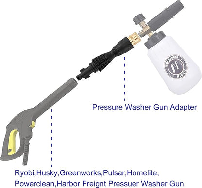 M MINGLE Foam Cannon, Compatible with Portland Husky and Ryobi Pressure Washer, with 5 Nozzle Tips, 1/4 Inch Quick Connector