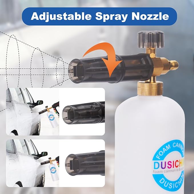 DUSICHIN SFL-001 Foam Cannon Snow Foam Lance Pressure Washer Jet Wash Quick Release Adjustable Nozzle 1/4 Inch Male Fitting Foam Dispenser