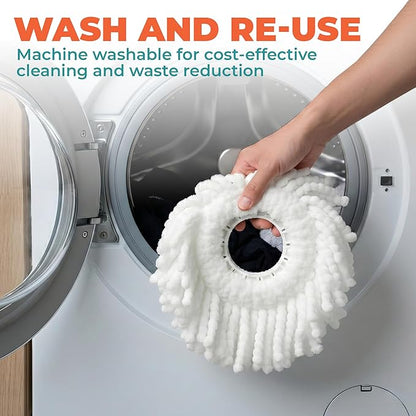 Grazie Spin Mop Head Replacements – Premium Microfiber Mop Refills – Ultra-Absorbent, Washable Heads – Compatible with Most Spin Mop Systems – Ideal for Tile, Hardwood & Laminate Floors – 2-Pack