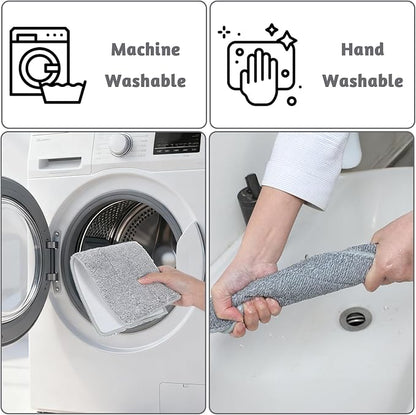 20 PCS Flat Mop Head Replacement Pads Reusable Mop Pad Refill Washable Microfiber Mops for Wet/Dry Mops Flat Floor Cleaning Floor Care System (Grey)