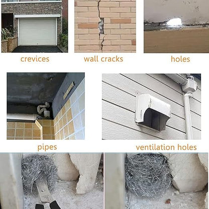 Steel Wool Mice Control Pads & Rodent Barrier Kit - Gap Blocker Fill Fabric for Holes in Siding/Pipeline/Vents - 2 Pack