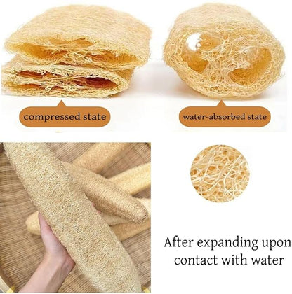 4PCK(12''-14'') Natural Organic Loofah Sponges - Large Exfoliating Shower Bath Luffa for SPA Beauty and Radiant Skin