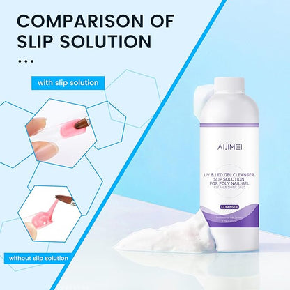 Uv&Led Gel Cleanser Slip Solution for Poly Nail Gel 120ml & Nail Brush Cleaning Solution for Fast Cleaning Acrylic Nail Brush Cleaner Nail Art Paint Brushes Cleaner