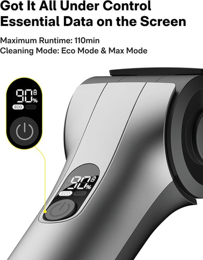 HOTO Flexi™ Cordless Electric Spin Scrubber, Adjustable Angle, Extendable Handle, Smart Display, IPX7 Waterproof, Powerful Cleaning Scrubber with 8 Replaceable Brush Heads, for Bathtub, Bathroom, Tile