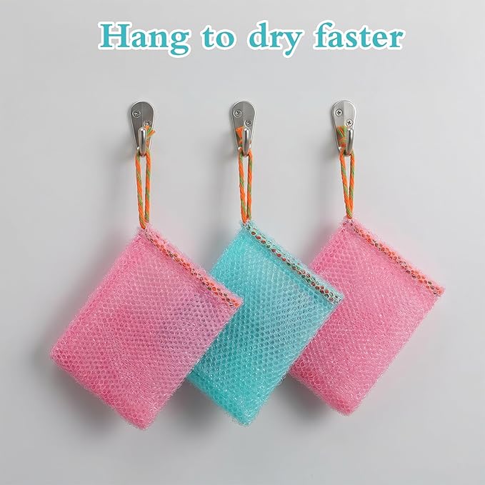 4 PCS Soap Savers for Soaps Bars, Mesh Soap Bags, Body Scrubber Bar Soaps Exfoliating Pouch, Scrubbed Bits Foaming Net Bag for Shower Bath Travel (Pink & Green)