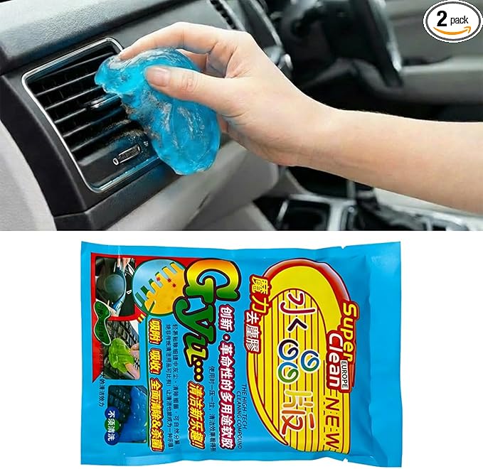 Craedli 2PCS Car Cleaning Gel, Universal Dust Cleaning Putty Gel Car Interior Cleaner Slime, Reusable Jelly Cleaner Auto Detailing Tool for Air Vents, Cup Holders & Keyboards, Clean Supplies (Blue)