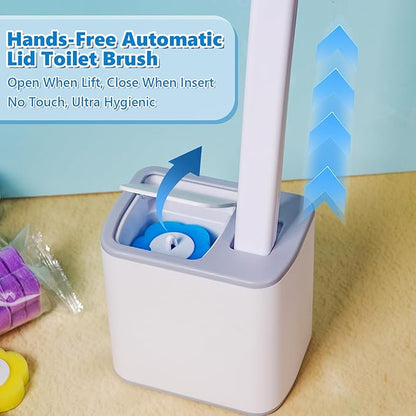 Disposable Toilet Brush Cleaning System, Disposable Toilet Cleaner Wand and Holder Set with 60 Toilet Wand Refills, Extended Handle for Toilet Bowl Cleaners, Bathtub, Bathroom Cleaning