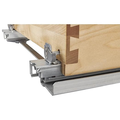 Rev-A-Shelf 35 Qt Bottom Mount Double Pullout Under Cabinet Kitchen Trash Cans w/Soft-Close for Base Cabinets, 150 Pound Rated Full-Extension Slides, Min Opening Width of 18", Silver, 4WCSC-2135DM-2