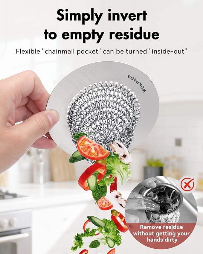 Wokdada 2 PCS Kitchen Sink Drain Strainer, Flippable Mesh Sink Strainer, 304 Stainless Steel Sink Screen, Easy Clean Large Basket Strainer, Anti-Clog Garbage Disposal Cover Fit for Standard Sink Drain