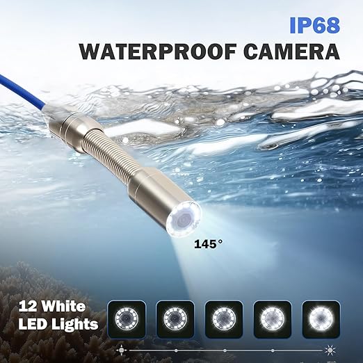 ZELCAN Sewer Camera, Drain Camera 100FT with 4.3 in. LCD Screen, Waterproof IP68 Borescope Plumbing with 12 LED Lights with 5300mAh Battery DVR Recorder, Included 32GB Card