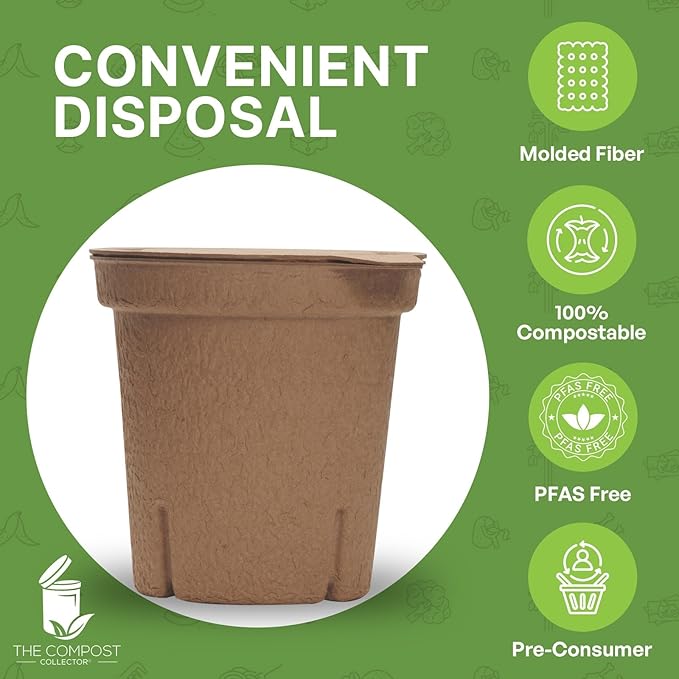 The Compost Collector® 1.3 Gallon Compost Bin Kitchen with Lid | Eco-Friendly Paper Pulp Food Waste Bin | Indoor Countertop Compost Bucket (4 Pack)