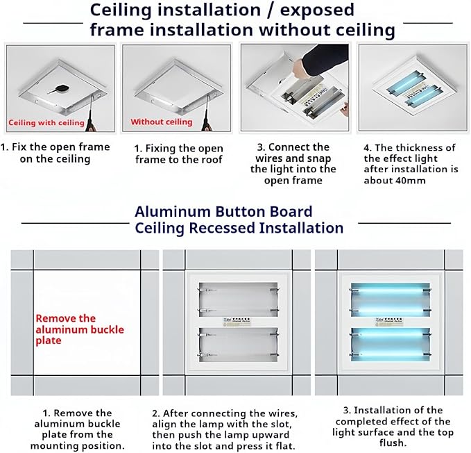 COIO White Embedded Ultraviolet lamp with Wireless Remote Control Timing Setting, achieving 360 ° Coverage, Suitable for use in Home Offices, Restaurants, and Hotels When unmanned (US-007112W-Q)
