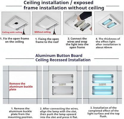 COIO White Embedded Ultraviolet lamp with Wireless Remote Control Timing Setting, achieving 360 ° Coverage, Suitable for use in Home Offices, Restaurants, and Hotels When unmanned (US-007112W-Q)