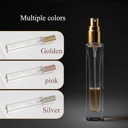 Mini Glass Spray Bottles, 10ml, 6 Pack, Fine Mist Refillable, Portable Travel Perfume Atomizers (Golden)
