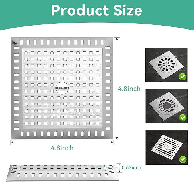 Drain Hair Catcher for Bathroom Sink,4.8" Stainless Steel and Silicone Shower Drain Covers Suitable for Drains and Bathroom Floors 2 Pack (2, Gray)