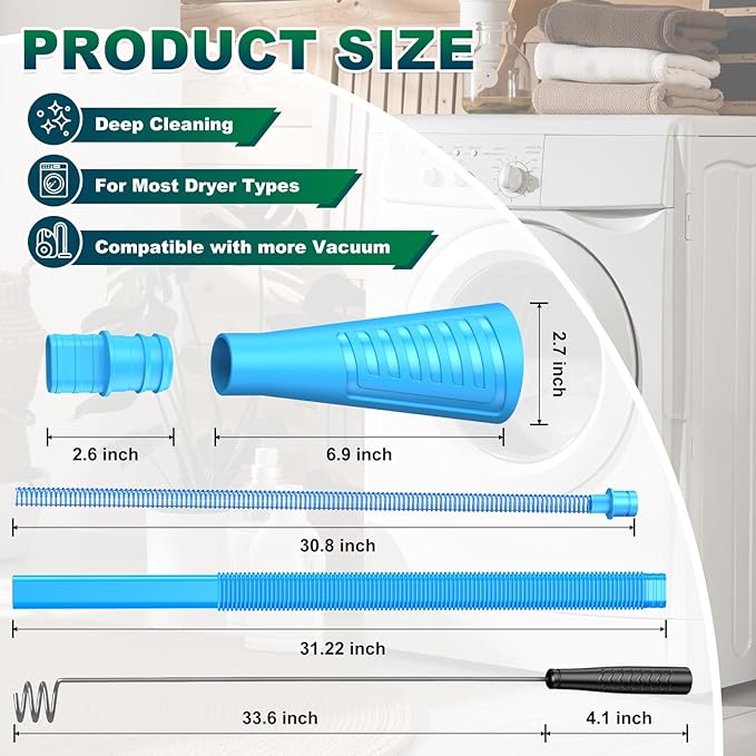 Sealegend 2 Pieces Dryer Vent Cleaner Kit Dryer Lint Vacuum Attachment, Dryer Vent Cleaning Lint Remover 2 Hoses Tools for Home Improvement