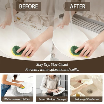 Silicone Sink Edge Protector with Suction Cup 4" x 24",Kitchen Sink Splash Guard for Kitchen, Bathroom Sink, Steel, Granite, Quartz Countertops,Multifuctional Sink Accessories (Gray)
