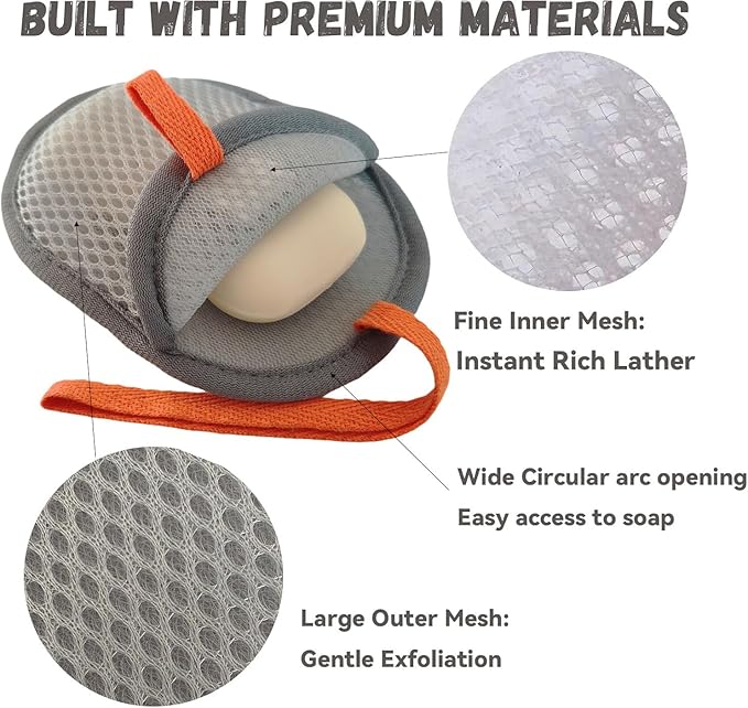 Sandwich Soap Bag, Soap Saver for Bar Soaps, Bar Soap Pouch with Gentle Exfoliation,Double Layer Mesh Design Foaming and Drying The Soap,Better Than Soap Holder and Dish