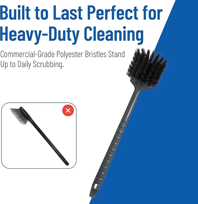 SPARTA 40501EC03 Plastic Large Scrub Brush, Kitchen Brush, Utility Brush With Long Handle For Cleaning, 20 Inches, Black