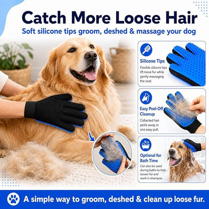NVNAN 3 PCS Pet Hair Removal Glove and Pet Grooming Glove Kit for Cats & Dogs, Pet Hair Gloves & Dog Washing Gloves ，Reusable Magic Brush Pet Hair Remover Tool for Laundry，Carpet,Car Seat，Couch