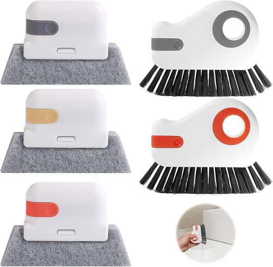 2 Pcs 2 in 1 Window Track Cleaner, Groove Cleaner Brush, Effective Window Sill Cleaner Tool Perfect for Sliding Door Tracks and Glass Door Grooves for Home Bathroom Kitchen Use (5 PCS)