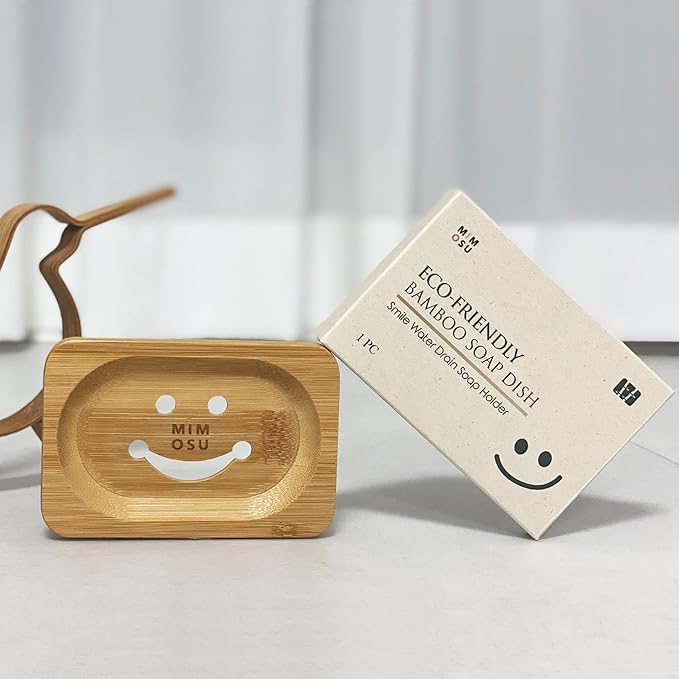 mimosu Bamboo Soap Dish with Drain – Wooden Holder for Shampoo & Soap Bars, Eco-Friendly Bathroom Tray, Zero Waste, Non-Slip Bamboo Soap Saver for Shower & Sink