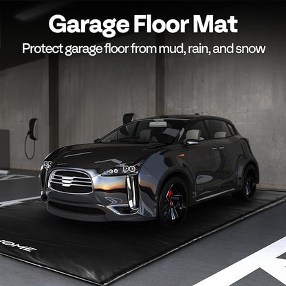 VIVOHOME Containment Mat (7'9" x 18') with Stay Put Corner, PVC Garage Floor Mats, Heavy Duty Garage Parking Mat with a Squeegee,Black