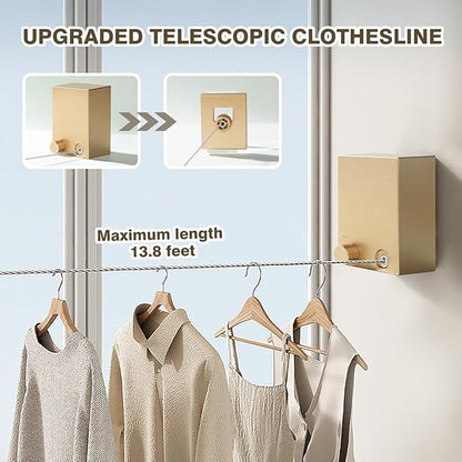 Retractable Clothesline, Retractable Clothesline Indoor, Laundry Line Retractable, Not Sagging, Suitable for Balconies, Courtyards, Laundry Rooms, RVs, Yachts, etc