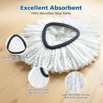 4 Pack Spin Mop Replacement Head Spin Mop Refills Compatible with O Ceda EasyWring 1-Tank System, 100% Microfiber Mop Cleaning Machine Washable Spin Mop Head for Easywring 1 Tank System, White