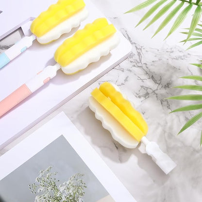 4 Pcs Bottle Brush Sponge, Cup Water Bottle Sponge Brush Cleaner, Detachable Cleaning Brushes for Cleaning with Handle for Baby Glasses Mugs(4Pcs+2 Heads)