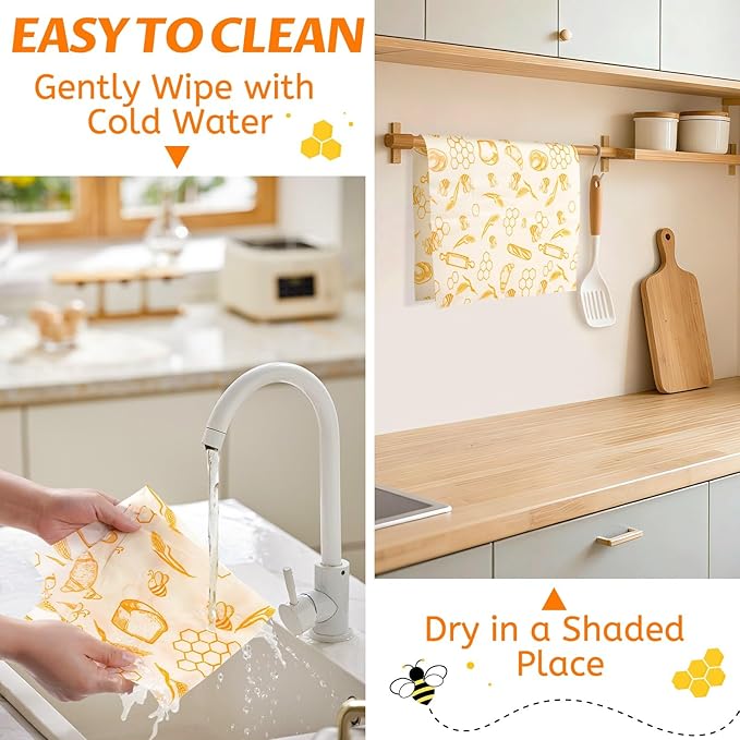 Beeswax Wraps for Food – 9 Pack Reusable Beeswax Bread Bag & Sandwich Wrap, Organic & Eco-Friendly & Sustainable Bees Paper, Perfect Alternative to Aluminum Foil Sourdough Storage & Plastic Wrap