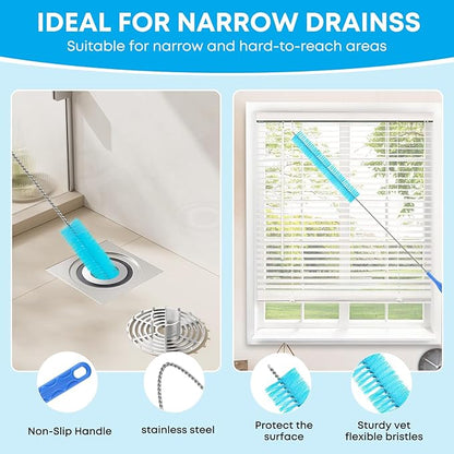 Dryer Vent Cleaner Kit - Long Dryer Vent Cleaning Brush with Lint Remover, Refrigerator Coil Cleaning Brush, Appliance Brush Set for Household Maintenance, AC Drain Radiator Grout Cleaning Tools