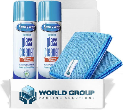 Glass Cleaner Foam, Foaming Action & Spray, 19oz - 2 Pack - Clean Fresh Scent - Bundled With 2 Microfiber Rags