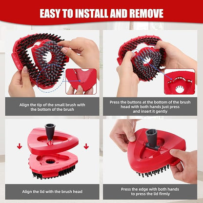 [Wa.IE Jiemi] 2 Pack Full-Coverage Scrub Brush Replace Heads with 1 Mop Base Compatible with OCedar EasyWring 1 Tank Spin Mop, Heavy Duty Floor Cleaning Brush for Bathroom, Kitchen & Shower