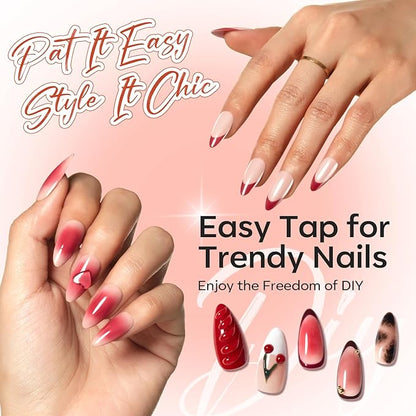 modelones Pat Paint Gel Nail Polish, 2 Colors Soak Off UV Patting Gel Polish Pigmented Colors for Ombre & Gradient & Blush Blooming & French Tip Nail Art, Radiant Red