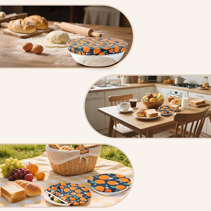 4PCS Reusable Beeswax Bowl Covers for Bread Proofing, Washable Sourdough Proofing Covers, Elastic Cotton Dish Domes for Food Storage