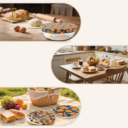 4PCS Reusable Beeswax Bowl Covers for Bread Proofing, Washable Sourdough Proofing Covers, Elastic Cotton Dish Domes for Food Storage