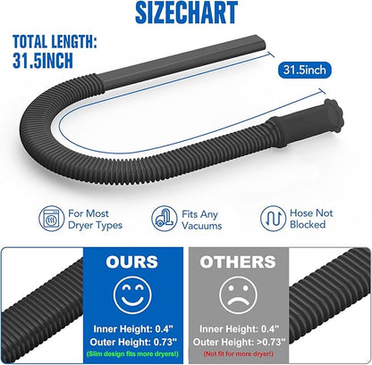 Sealegend Upgrade Dryer Vent Cleaner Kit Vacuum Hose Attachment Compatible with Most Vacuum Cleaner, Quickly Lint Remover Cleaning Supplies, Black