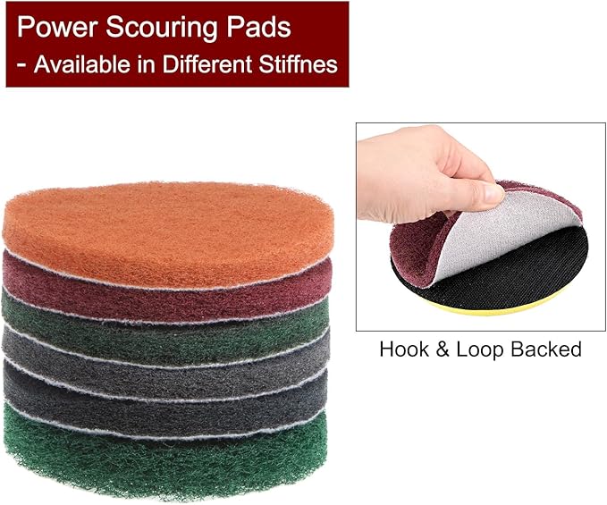 HARFINGTON 15pcs Drill Power Brush 4 Inch Tile Scrubber Scouring Pads 1000-1200 Grit for Bathroom Kitchen Household Cleaning