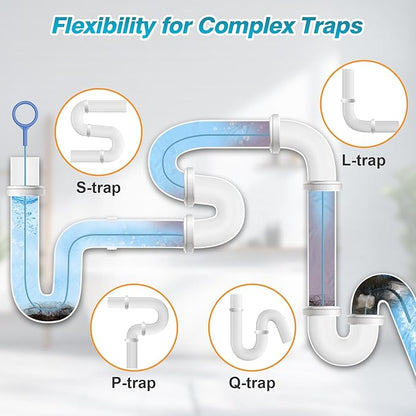 4 Pack Snake Drain Hair Removal Tool, Reusable Drain Snake Hair Drain Clog Remover Tool, 50 Inch Anti-break Steel Shower Drain Snake for Bathtub, Bathroom Sink Drain Unclog