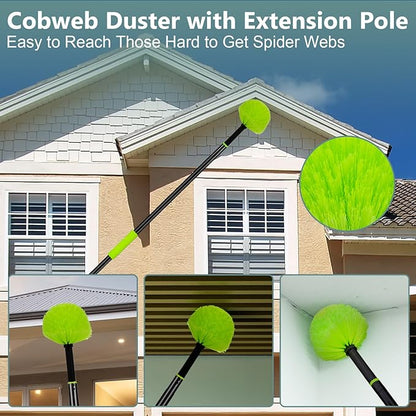 CALBEAU 8 Foot Dusters for Cleaning, Duster with Extension Pole, Microfiber Feather Duster Used for Cleaning Ceiling Fan, High Window, Blinds, Shutters, Sofa, Cobweb Duster for Home (14 PCS)