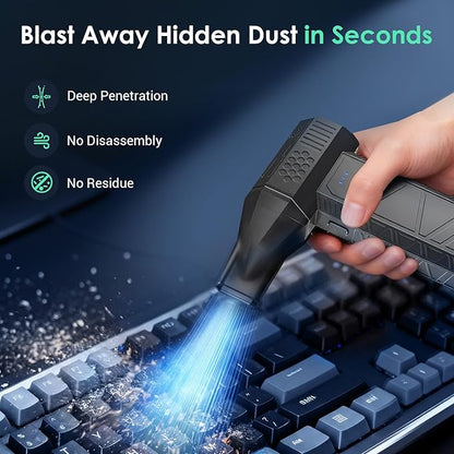 YOTON Compressed Air Duster 110,000 RPM, Cordless Electric Air Duster Replaces Canned Air Spray, Rechargeable 3-Gear Keyboard Cleaner, Air Blower for Computer, Electronics, Camera, Car & Outdoor