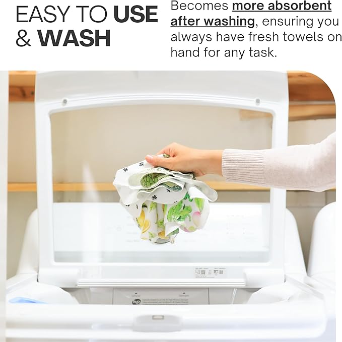 Reusable Paper Towels (12"x10”) - Soft Absorbent 100% Washable Paper Towels - Reusable Paper Towels Washable w/Cardboard Roll - Reusable Napkins (Chickens, 12x10inch)