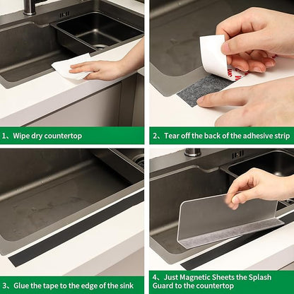 Magnetic Kitchen Sink Splash Guard, Transparent Acrylic (Frosted) - Suitable for Bathroom Kitchen Oil Splash Countertop Dividers Bathroom Sink Splash Guard (8.86 & 10.2) (2pcs)
