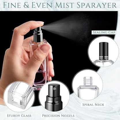 Domensi 3 Pcs 30 ml Glass Perfume Bottles Refillable Cologne Atomizer Empty With Dispenser Tools, Pocket Spray Bottle for Travel and Sample Container (Black)