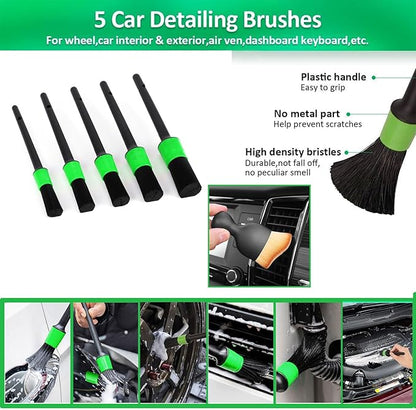 62" Car Wash Brush Kit 20Pcs - Chenille Microfiber Wash Mop Mitt Interior/Exterior Cleaning Detail Brush Wheel Brush Windshield Window Squeegee for Cars RV Truck Boat