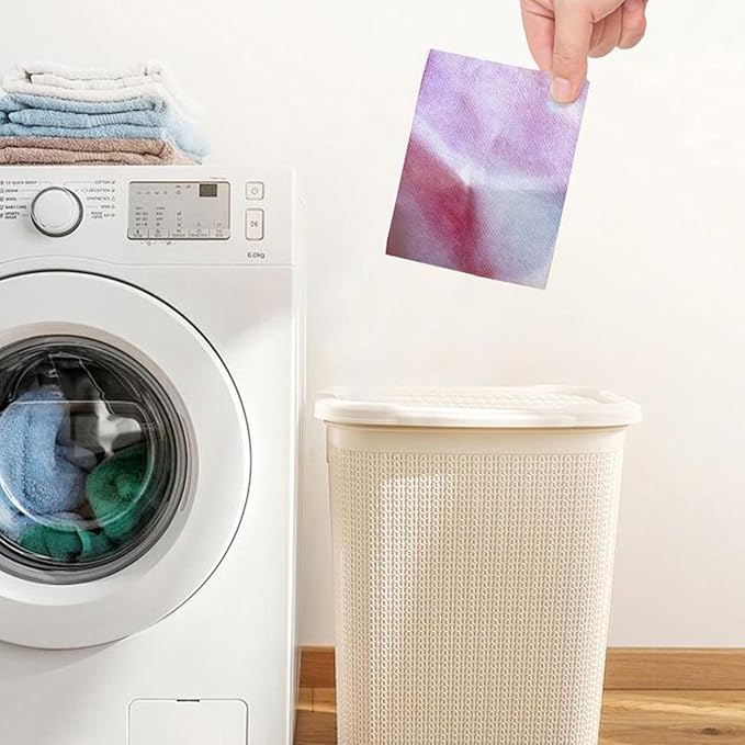 Color Catcher Laundry Sheets - 50 Piece Dye Absorber Sheet Pack | Protects Clothes from Color Bleeding, Prevents Fabric Staining During Wash, Ideal for Travel, Dorm, and Home Laundry Use