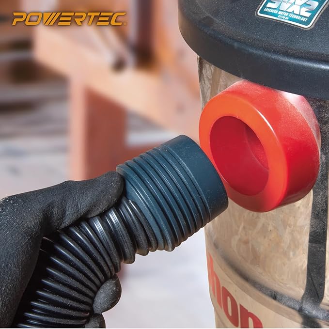 POWERTEC 70506 Quick Connect Dust Port Adapter for 1-3/4" ~ 2-1/2" Port to 4" & 2-1/2" Dust Collection Hose, with Threaded Adapter for POWERTEC Power Tool Vacuum Hose Kit